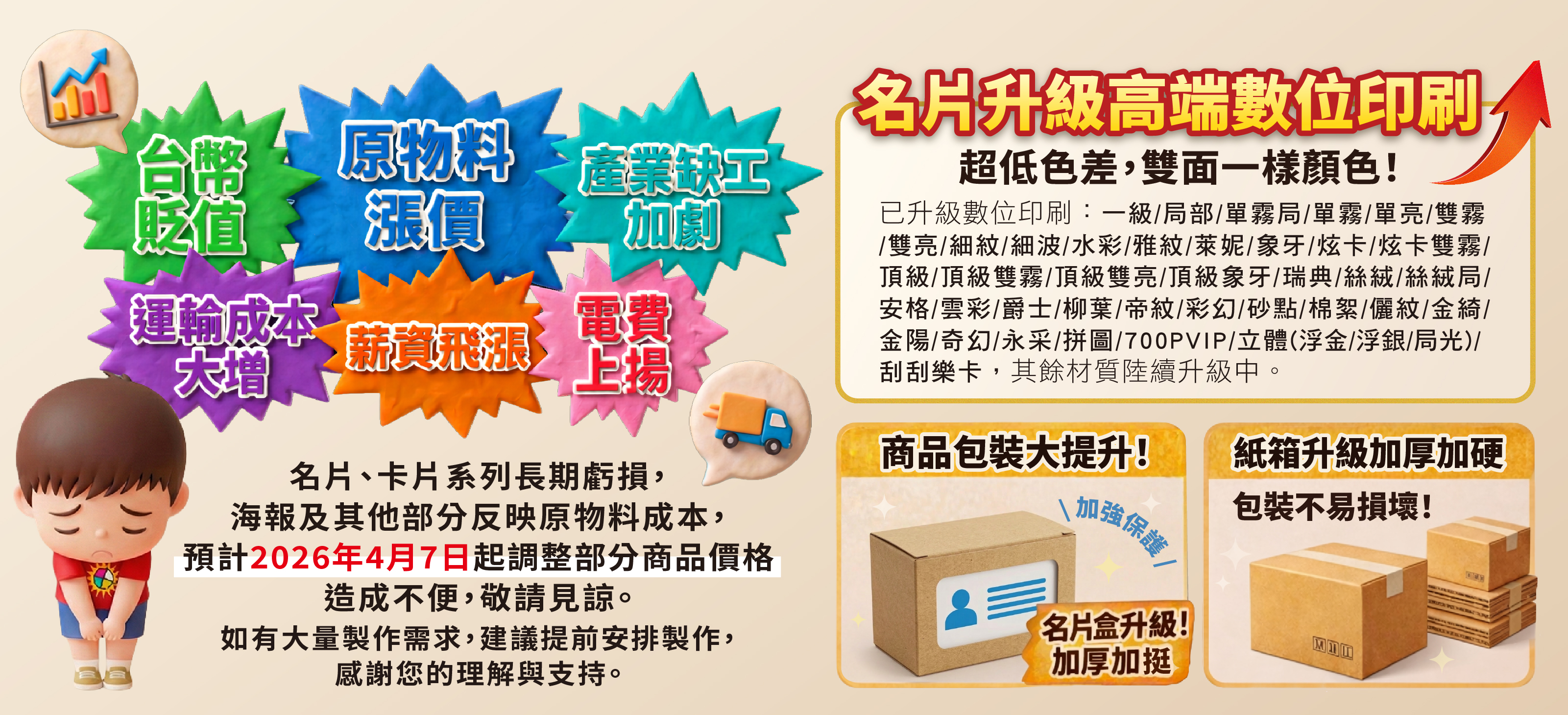 2026 年 3 月1日起調整部分商品價格