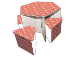 紙家具-六角桌椅組